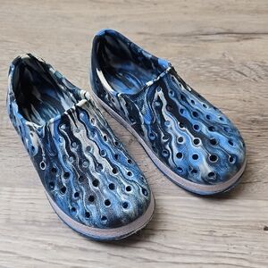 Blue and White Slip-On Shoes